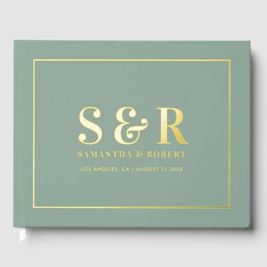 Eenvoudig aangepast typografisch ontwerp op groen gastenboek (Voorkant)