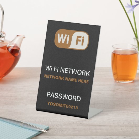 Eenvoudig aangepast WiFi-netwerkwachtwoord zwart Reclamebord Met Voetstuk (Insitu)