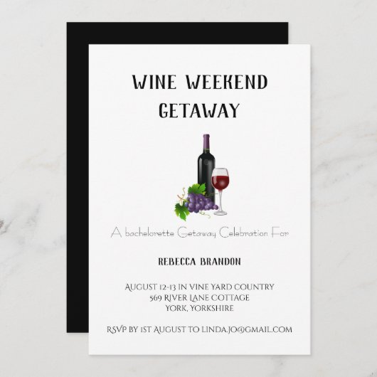 Eenvoudig aangepast wijnbouwweek Uitnodiging (Voorkant / Achterkant)