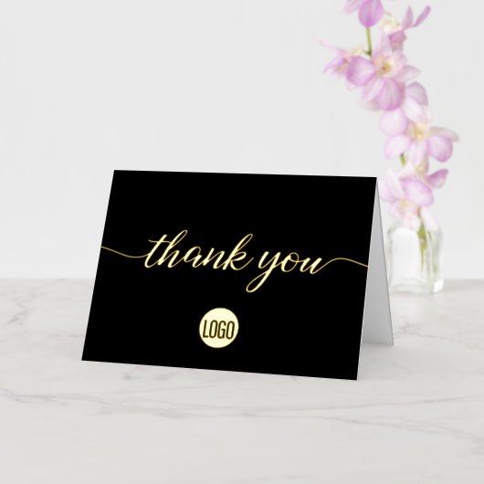 Eenvoudig aangepast zwart Gold logo Business Folie Wenskaart (Orchidee)