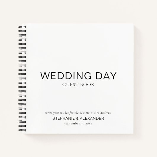 Eenvoudig aangepast zwart witbruidbruidstongboek notitieboek (Voorkant)