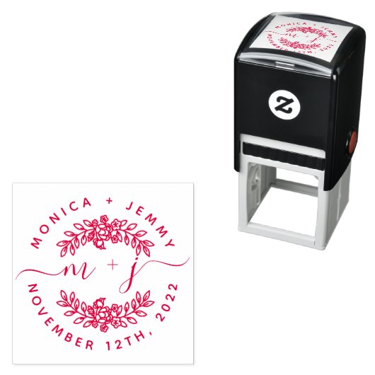 Eenvoudig Aangepaste Bladeren Initiaal Script Rond Zelfinktende Stempel (In situ)
