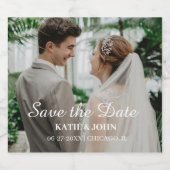 Eenvoudig aangepaste bruiloft en foto's van Groom Sparkling Wijnetiket (Enkel label)