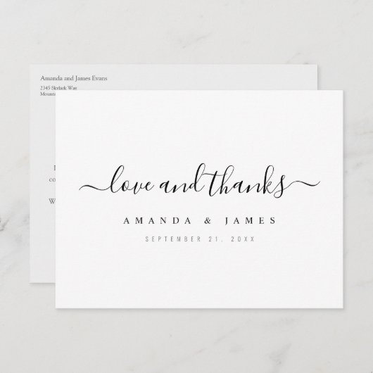 Eenvoudig aangepaste bruiloft Hartelijk dank Briefkaart (Voorkant / Achterkant)