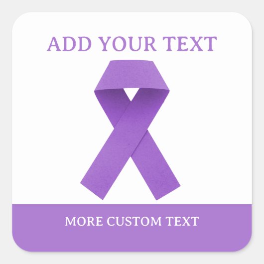Eenvoudig aangepaste paarse lint bewustzijn  vierkante sticker (Voorkant)