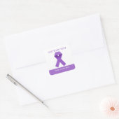 Eenvoudig aangepaste paarse lint bewustzijn  vierkante sticker (Envelop)