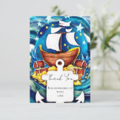 Eenvoudig Aangepaste Pirate Baby shower Bedankkaart (Staand voorkant)