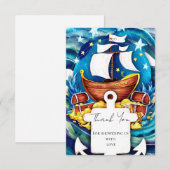 Eenvoudig Aangepaste Pirate Baby shower Bedankkaart (Voorkant / Achterkant)