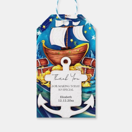 Eenvoudig Aangepaste Pirate Baby shower Cadeaulabel (Voorkant)
