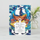 Eenvoudig Aangepaste Pirate Baby shower Kaart (Staand voorkant)
