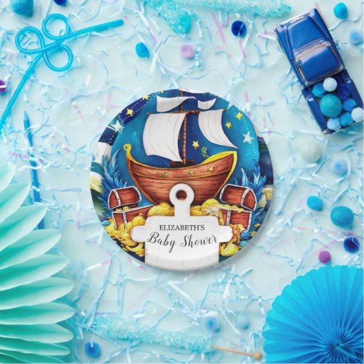Eenvoudig Aangepaste Pirate Baby shower Papieren Bordje (Feest)