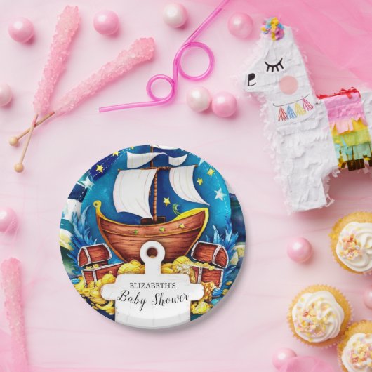 Eenvoudig Aangepaste Pirate Baby shower Papieren Bordje (Feest)