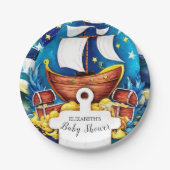 Eenvoudig Aangepaste Pirate Baby shower Papieren Bordje (Voorkant)