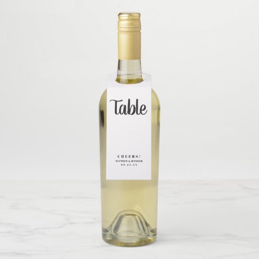 Eenvoudig Aangepaste Trouwreceptie Tafelnummer Flessenhanger (Op fles)
