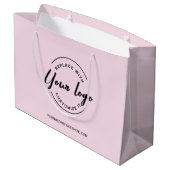 Eenvoudig aanpasbaar logo en website Roze Bedrijf Groot Cadeauzakje (Achterkant Gekanteld)