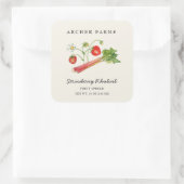 Eenvoudig aardbei Rabarber vierkant Jam Pot Etiket (Tas)