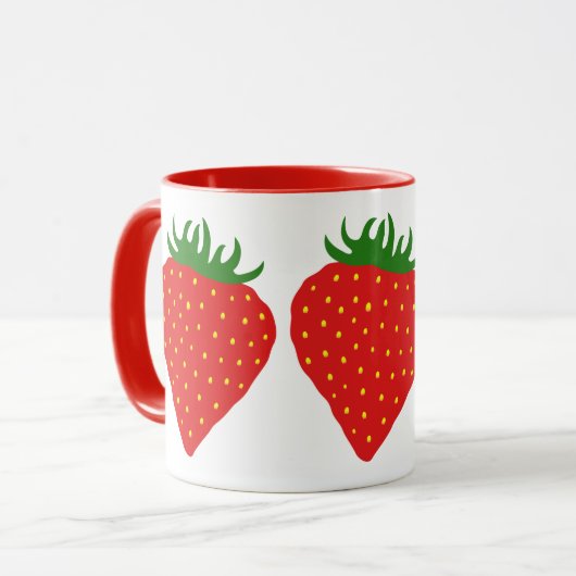 Eenvoudig aardbeienaangepaste mok - kies stijl (Voorkant links)