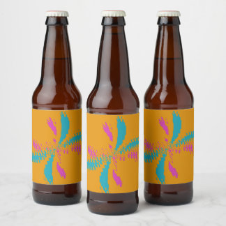 Eenvoudig Abstract berichtenpatroon met vlinder Bier Etiket