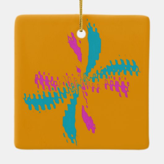 Eenvoudig Abstract berichtenpatroon met vlinder Keramisch Ornament (Achterkant)