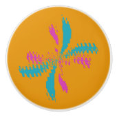 Eenvoudig Abstract berichtenpatroon met vlinder Keramische Knop (Voorkant)