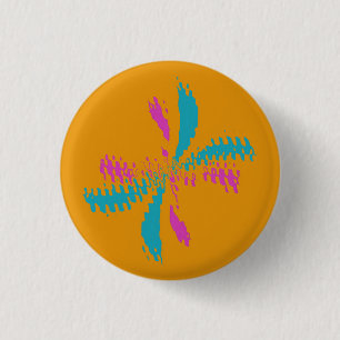 Eenvoudig Abstract berichtenpatroon met vlinder Ronde Button 3,2 Cm