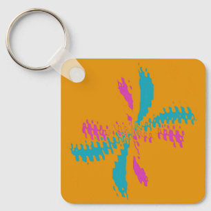 Eenvoudig Abstract berichtenpatroon met vlinder Sleutelhanger