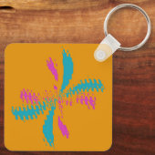 Eenvoudig Abstract berichtenpatroon met vlinder Sleutelhanger (Achterkant)