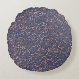 Eenvoudig Abstract Draad Art Blauw Patroon Rond Kussen