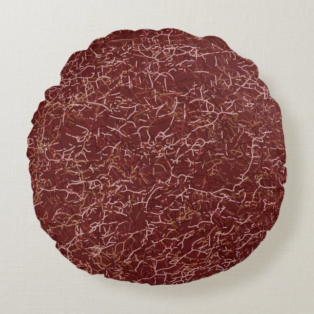 Eenvoudig Abstract Draad Art Rood Patroon Rond Kussen (Voorkant)