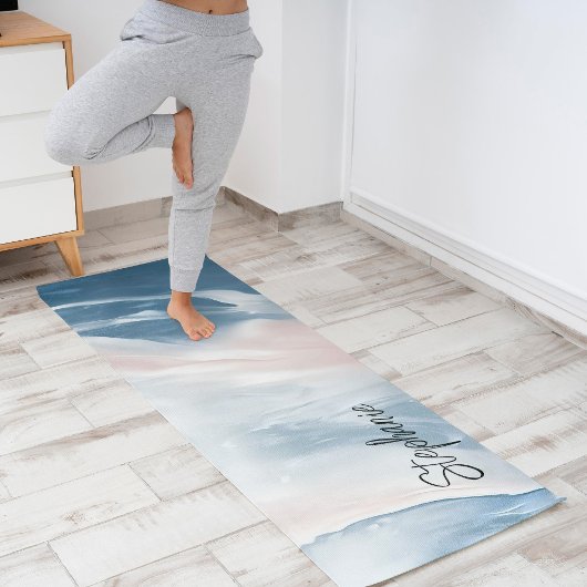 Eenvoudig Abstract marmer blauw en blush roze Yogamat