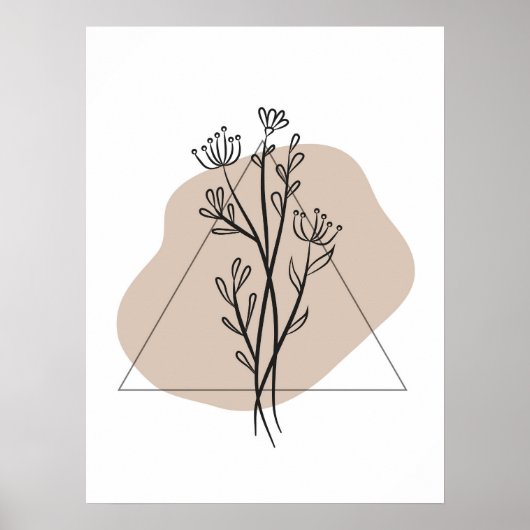Eenvoudig Abstract Minimal Boho Style Floral Leaf Poster (Voorkant)