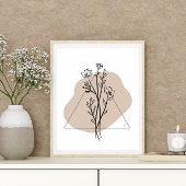 Eenvoudig Abstract Minimal Boho Style Floral Leaf Poster