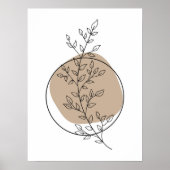 Eenvoudig Abstract Minimal Boho Style Leaf Round Poster (Voorkant)