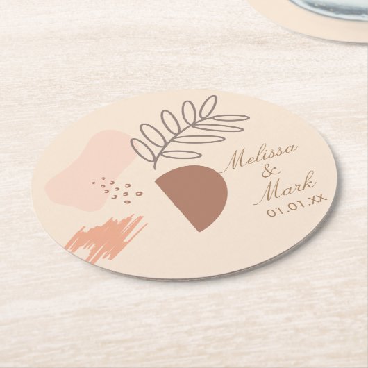 Eenvoudig Abstract monogram voor geometrische aard Ronde Kartonnen Onderzetter (Gebogen)