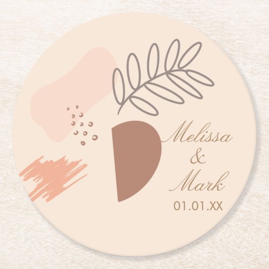 Eenvoudig Abstract monogram voor geometrische aard Ronde Kartonnen Onderzetter (Voorkant)