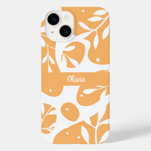 Eenvoudig Abstract Oranje Gepersonaliseerd Bloemmo Case-Mate iPhone Case (Achterkant)
