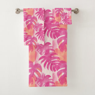 Eenvoudig abstract patroon met bladeren van monste bad handdoek