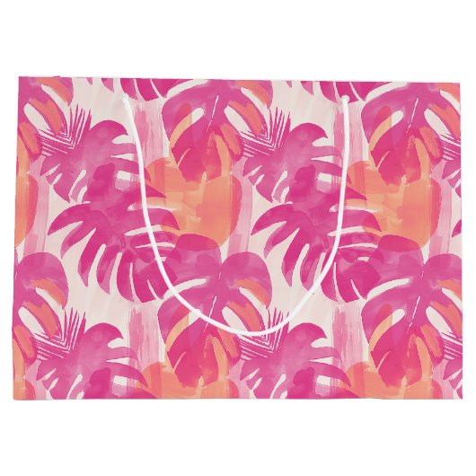 Eenvoudig abstract patroon met bladeren van monste groot cadeauzakje (Achterkant)