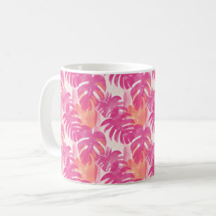 Eenvoudig abstract patroon met bladeren van monste koffiemok