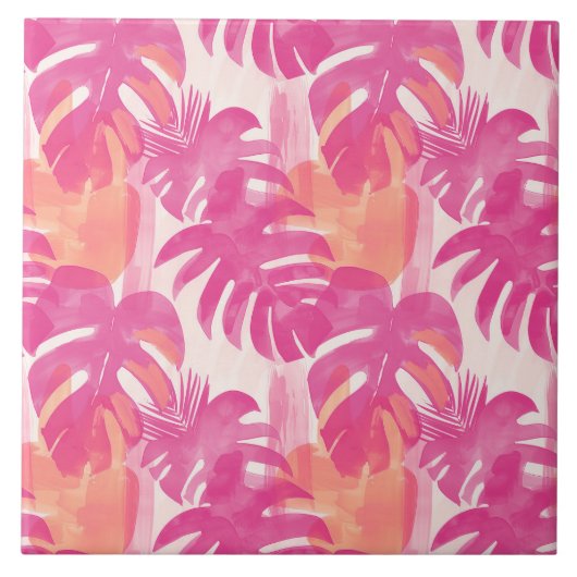 Eenvoudig abstract patroon met bladeren van monste tegeltje (Voorkant)