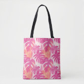 Eenvoudig abstract patroon met bladeren van monste tote bag (Voorkant)