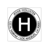 Eenvoudig adres en Initiaal monogram #2 Rubberstempel (Afrduk)