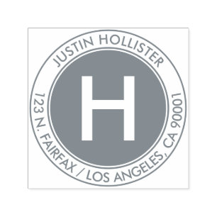 Eenvoudig adres en Initiaal monogram #2 Zelfinktende Stempel