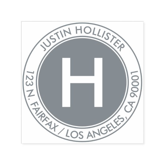 Eenvoudig adres en Initiaal monogram #2 Zelfinktende Stempel (Design)