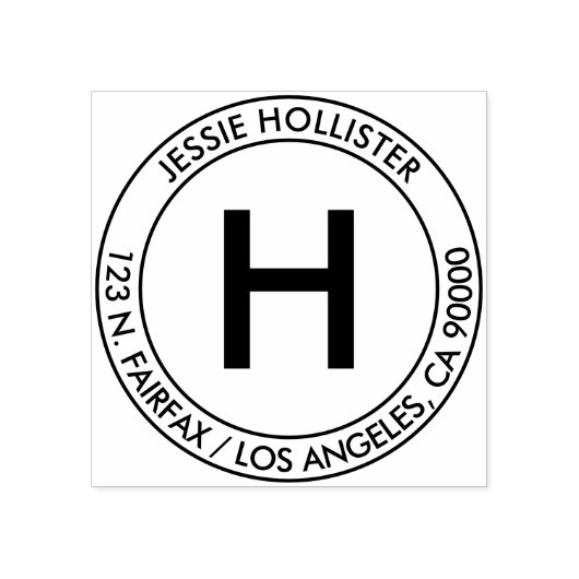 Eenvoudig adres & Initiaal Monogram Rubberstempel (Afrduk)