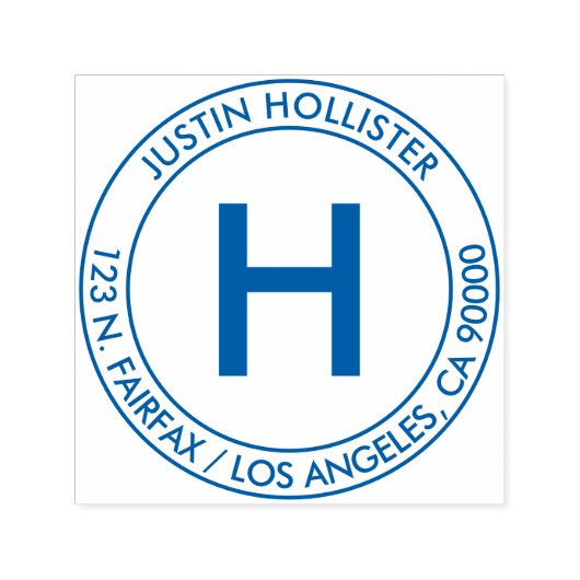 Eenvoudig adres & Initiaal Monogram Zelfinktende Stempel (Design)