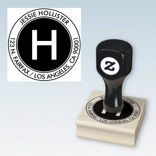 Eenvoudig adres & initiële monogram #2 rubberstempel