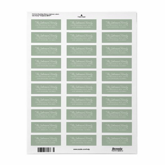 Eenvoudig adres Label Sage Green (Full Sheet)