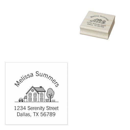 Eenvoudig adres van de Illustratie van het Huis 4 Rubberstempel (Gestempeld)