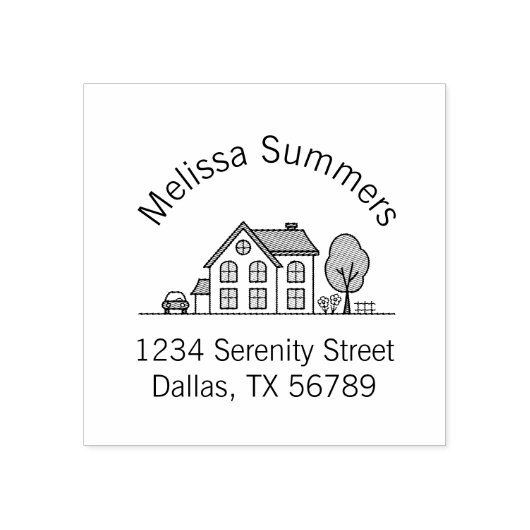 Eenvoudig adres van de Illustratie van het Huis 4 Rubberstempel (Afrduk)
